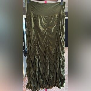 Surrealist Olive Green Ruched Women's Skirt Medium